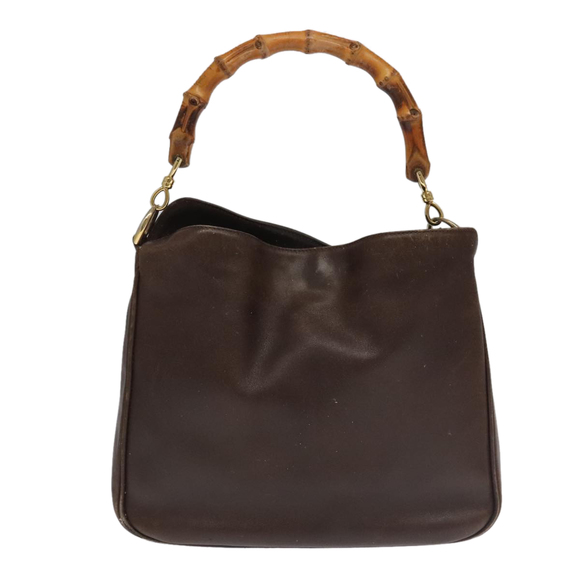 GUCCI Bamboo Hand Bag Leather 2way Brown Gold 001 3444 1638 Auth bs20098 - Picture 13 of 16